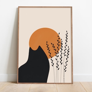 Boho Cat Wall Art Printable, Minimalist Modern Cat Wall Art Prints, Gift for Cat Lover, Cat Dad, Cat Mom, Cat Owner gifts, Cat Boho prints