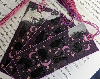 Cute Spooky Cat Bookmark w/ tassle