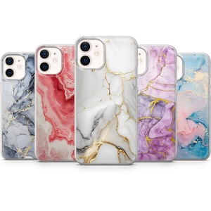 Marble Phone Case Luxury Stone Cover for iPhone 16 Pro, 15, 14, 13, 12, Samsung S25 Ultra, S24+, S23, S22, A16, A55, A25, Pixel 9