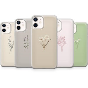 Custodia per telefono con motivo a fiori, minimalista, per iPhone 16 Pro, 15, 14, 13, 12, Samsung S25 Ultra, S24+, S23, S22, A16, A55, A25, Pixel 9