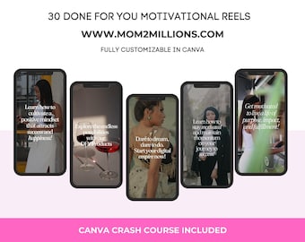 PLR REELS 30 Motivational Reels Faceless Bundle Aesthetic Reels videos Canva Editable reels Digital Creator Reels Business Instagram Story