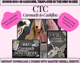 300+ Carousel Canva Templates for Instagram | Editable Aesthetic Canva Designs | Social Media Marketing Kit for Coaches & Creators | MRR