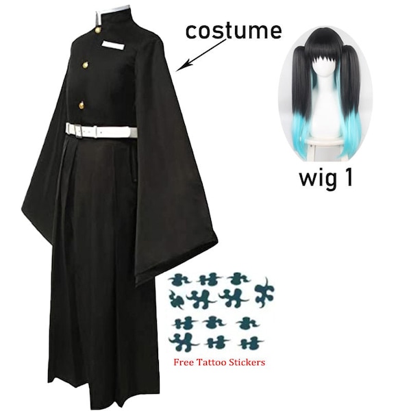 Disfraz y peluca de Cosplay Tokitou Muichirou-anime Demon Slayer-uniforme Kisatsutai-ropa de fiesta de Halloween