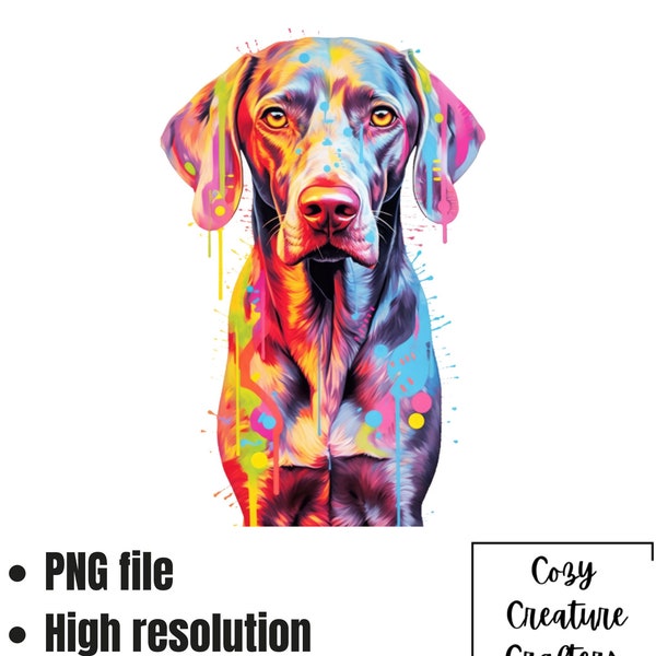 Colorful Weimaraner PNG | Weimaraner Portrait PNG | Dog Graphic Illustration