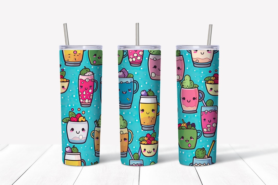 Bubble Tea Tumbler Wrap 20 Oz Tumbler Skinny Tumbler Wrap Kawaii Style