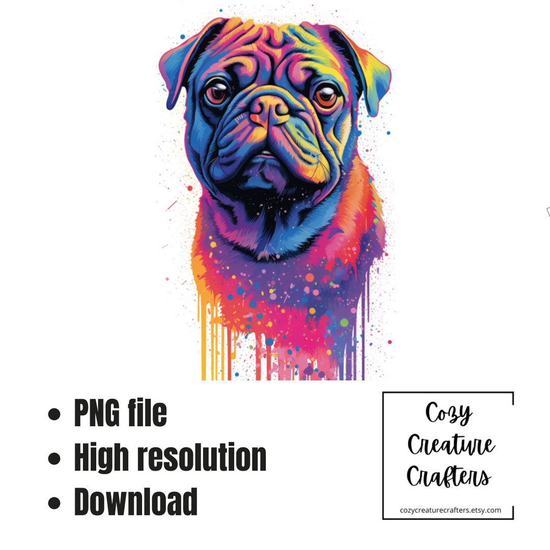 Bunte Mops PNG Mops Portrait PNG Hund Grafische Illustration - Etsy.de