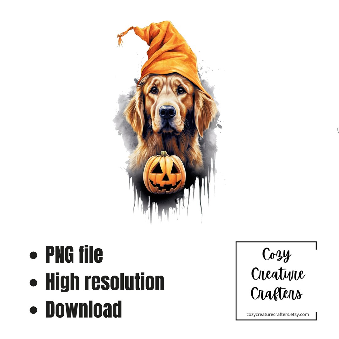 Halloween Golden Retriever Dog PNG | Golden Retriever Portrait PNG ...