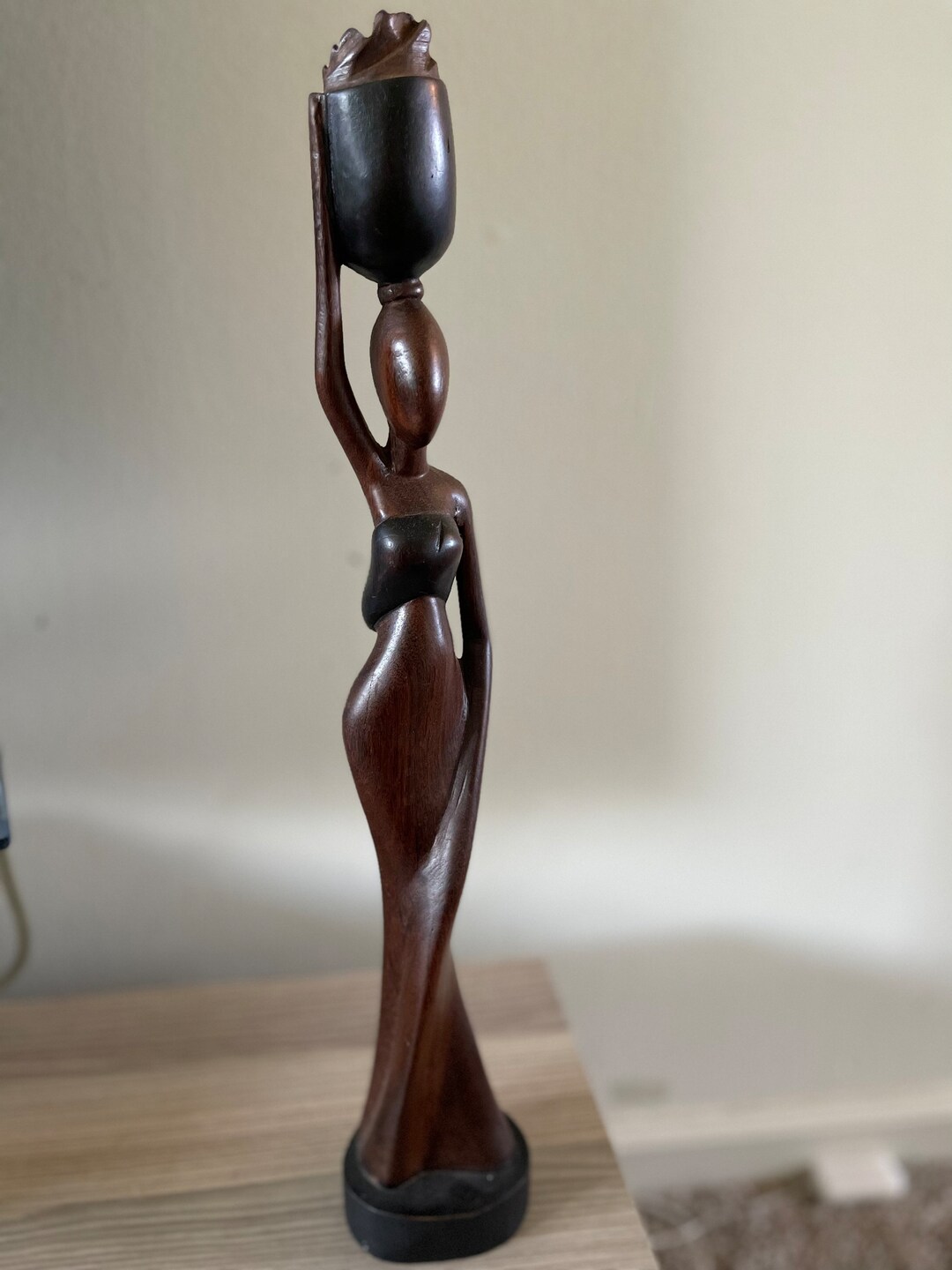 Hand Carved Wooden African Woman Statue Sculpture Etsy