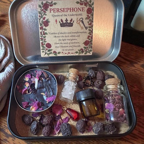 Persephone Pocket Travel Altar Tin - Queen of the Underworld, Empowerment Goddess