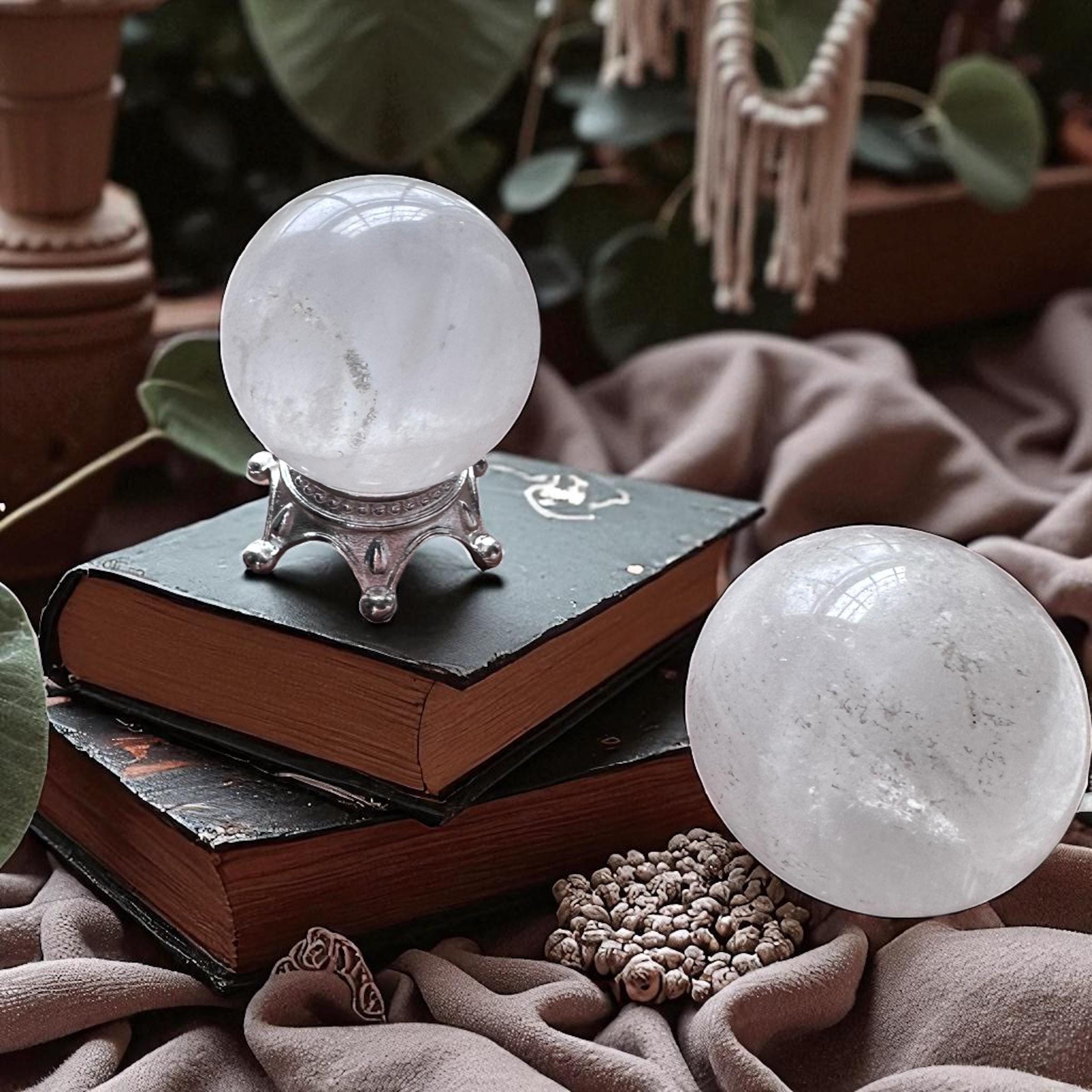 Clear Quartz Sphere, Magic Scrying Orb, Fortune Teller Ball, Divination ...