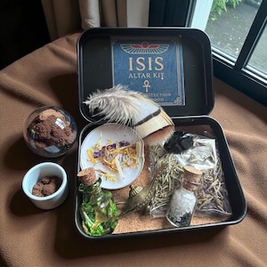 Isis Altar Tin, Egyptian, Goddess Ritual Kit, Grounding Spell Kit, Mini Travel Altar