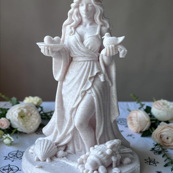 Aphrodite Altar Statue, Goddess of love, 4, 6 Inches, Marble Color