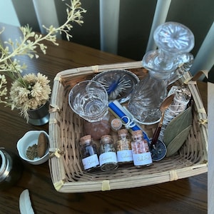 Moon Ritual Basket, Witch Altar Set, Vintage altar items
