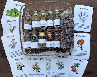 Apothecary Witch Herb Kit, Wicca Pagan Spells, Salts, Chime Candles