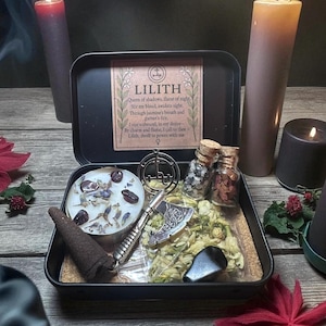 Lilith Altar Tin, Ritual Set, Garnet Candle & Sigil
