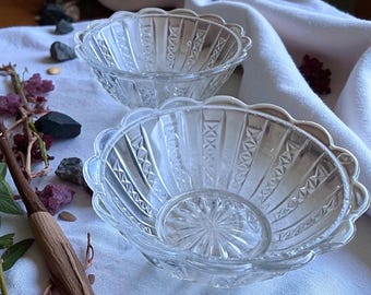 Vintage Pressed Glass Altar Bowl: Witch Offering Tray, Moon Magic Decor