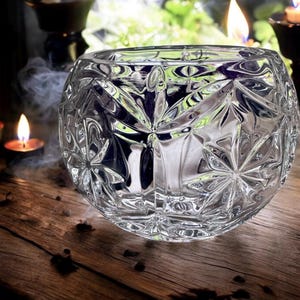 Glass Offering Bowl, Altar Dish, Wicca Pagan, Anchor Hocking Stars
