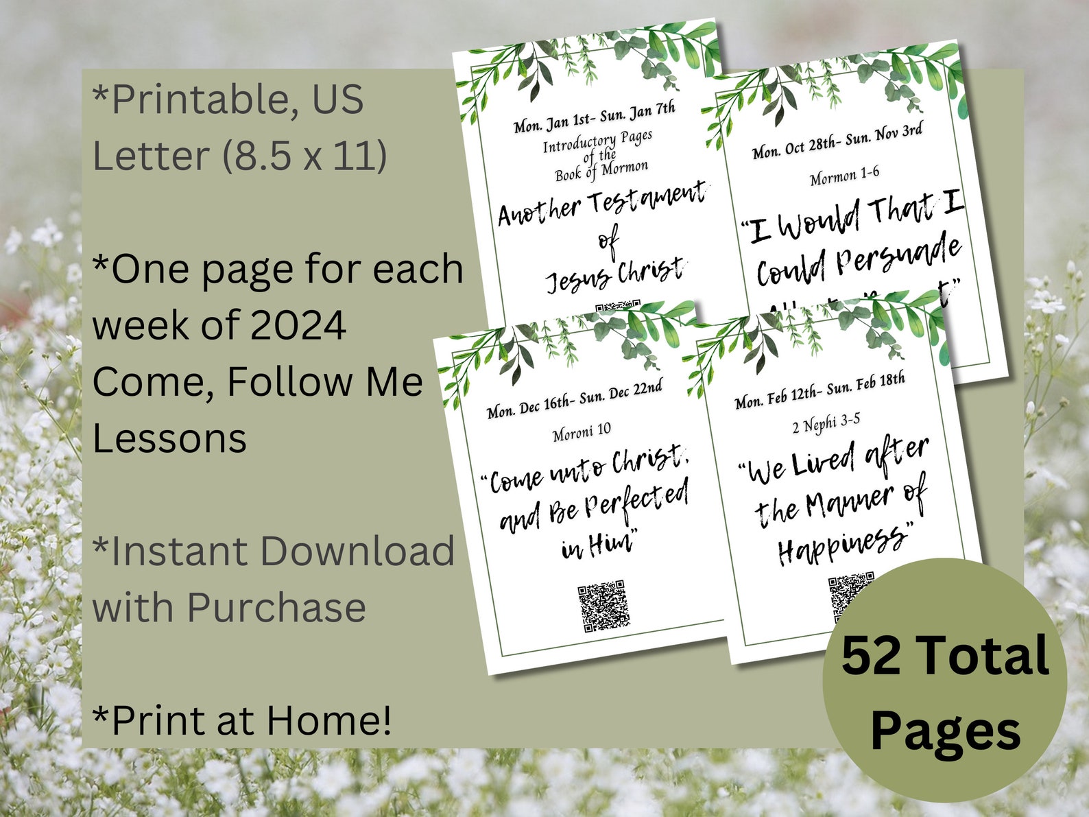 Come Follow Me 2024weekly Theme Printable With QR Code Book of Mormon