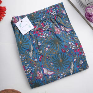 100 Cotton Pajamas: Floral Print, PJ Pants, Drawstring- Midnight Butterfly