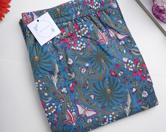 100 Cotton Pajamas: Floral Print, PJ Pants, Drawstring- Midnight Butterfly