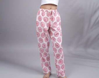 Relaxed Fit Pants: Soft Cotton, Elastic Trousers, Spa Presents- Soft Blush