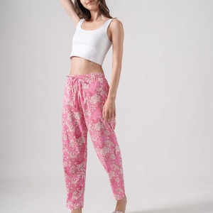 Modern Pants: Cotton Trousers Pockets, Boho Presents- Floral Fantasy