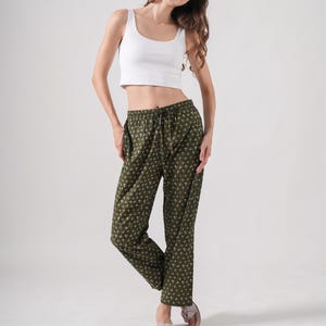 Cotton Pajama Pants: Soft Lounge Bottoms, Elasticized- Citrus Meadow