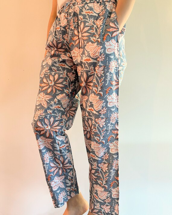 Cotton Pajama Pants With Pockets Plus Size Pajama Lightweight Summer Pajama Bottoms Comfy Pj Pants Sleep Bottoms Sleepwear Charcoal Blooms Etsy