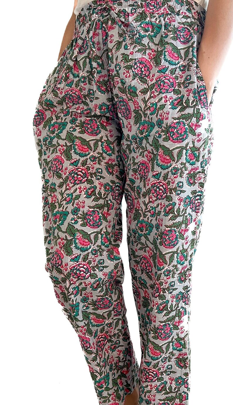 100% Cotton Pajama Pants Women Handmade Lounge and Sleepwear Floral ...