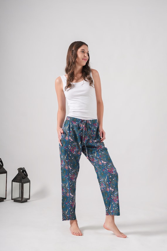 Comfortable Pant: Breathable Cotton, Colorful Trousers- Midnight Butterfly