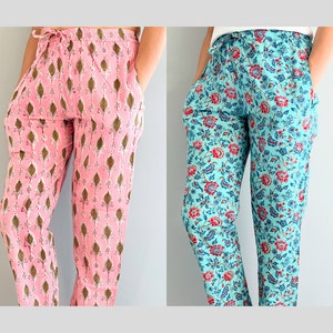 2 PACK Women's Cotton Pajama Pants Lightweight handmade lounge & pajama's pajama gifted Comfy Soft pjs Cool cozy sleepwear summer cooling