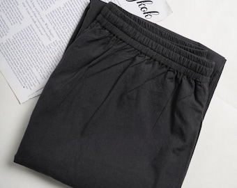 Poplin Lounge Pants 100% Cotton yoga pants pockets petite loungewear tall yoga wear plus size solid color comfy soft loose relaxed flexible