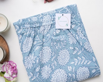 Sleep Pants: Comfy Cotton Lounge Bottoms, Colorful- Misty Blossom