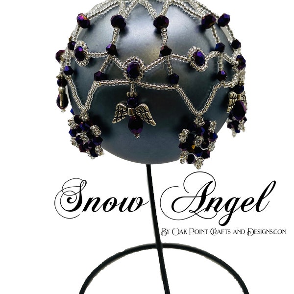 Snow Angel Beaded Ornament Cover, Beaded Bauble Cover