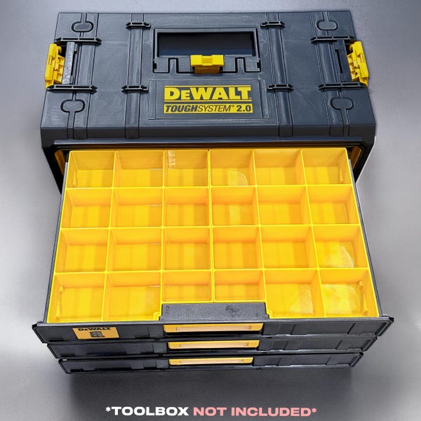 DeWalt ToughSystem 2.0 Drawer Bins Insert | Organizer Divider for 2 & 3 Drawer Toolboxes