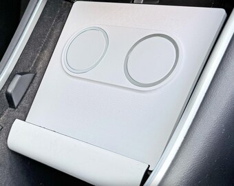 Carregador MagSafe da Tesla para Model 3 e Model Y (2018-2020) | Suporte para console central com suporte para carregamento sem fio duplo de iPhone