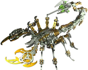 DIY Yellow Gold Mechanical Scorpion Kit | Metal Insect Puzzle Model Assembly and Puzzle Craft Kit