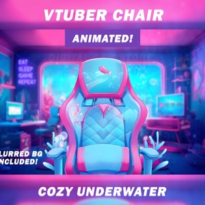 Animated Vtuber Chair for Twitch, Cozy Underwater room , Stream decoration, vtuber background, gaming chair, vtuber asset, seat