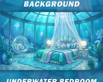 Animated Background for Vtuber, Underwater Deepsea Bedroom, Twitch, Kawaii, Anime, Stream Background Loop