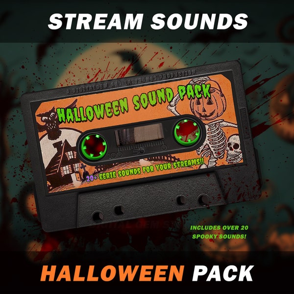 Twitch Sound Alerts - Halloween Soundeffekte Pack, für Streamer, Vtuber und Youtuber, Paket mit 20 gruseligen Sounds