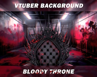 Horror Vtuber Background, Bloody Throne, Halloween Stream Asset (PNG)
