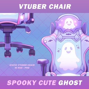 1x chaise de jeu Vtuber, fantôme mignon effrayant, atouts, VTuber, mignon, rose, violet, vtube
