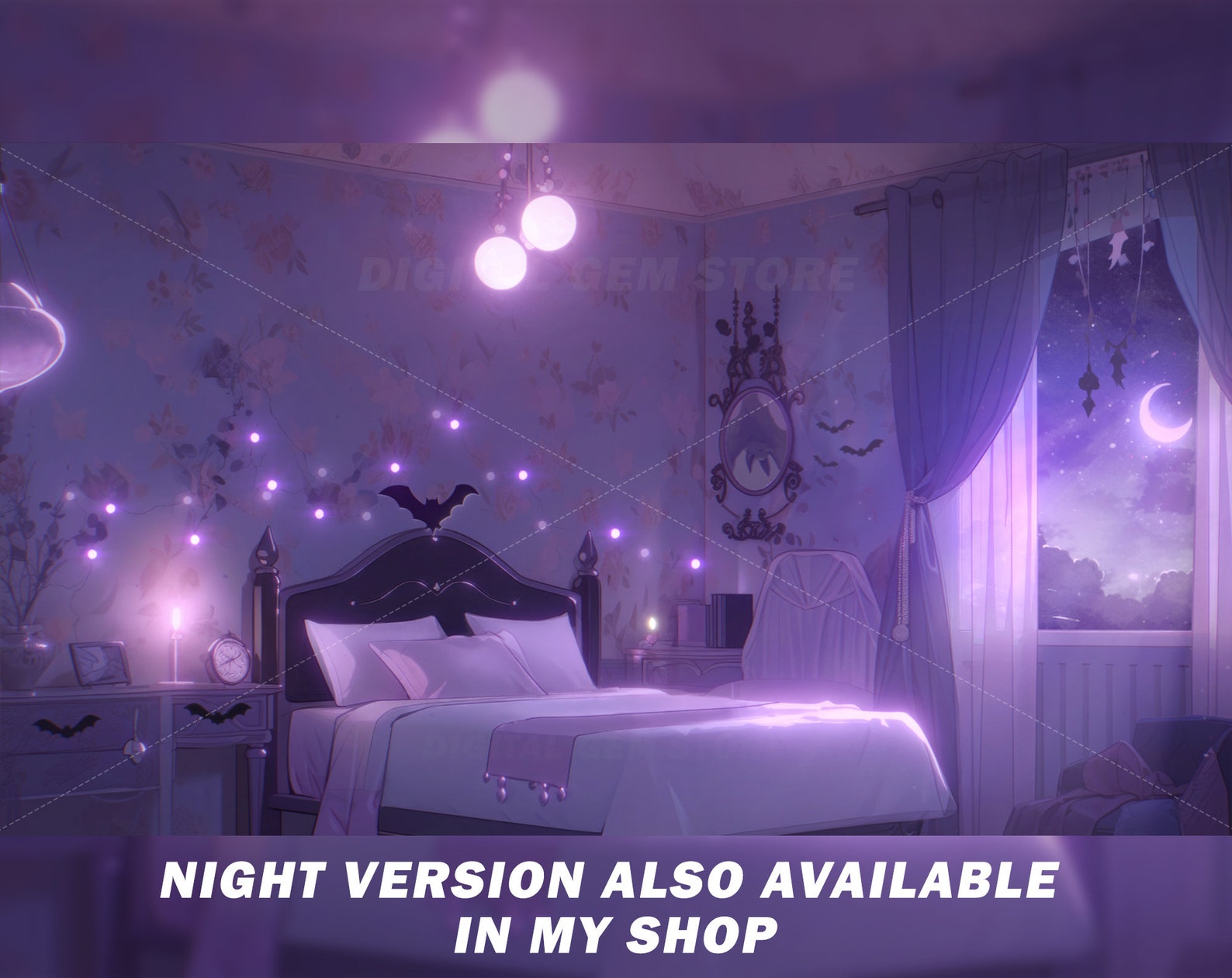 Animated Vtuber Background for Twitch, Pastel Goth Room, Halloween ...