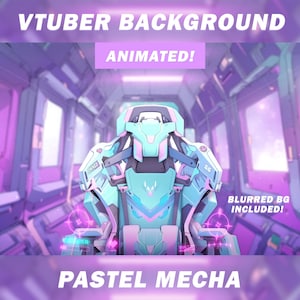 Animated Vtuber Background, Vtuber Chair, Pastel Mecha Cockpit, vtuber asset