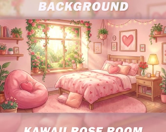 Animated Vtuber Background - Kawaii Rose Room - Pink Pastel - Pink Sakura Bedroom - Cozy Vtuber Room - Cozy bedroom Stream Background