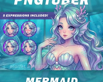 Mermaid PNGTuber - Female Siren PNGTuber - Twitch Avatar - VeadoTube Premade GIFTuber