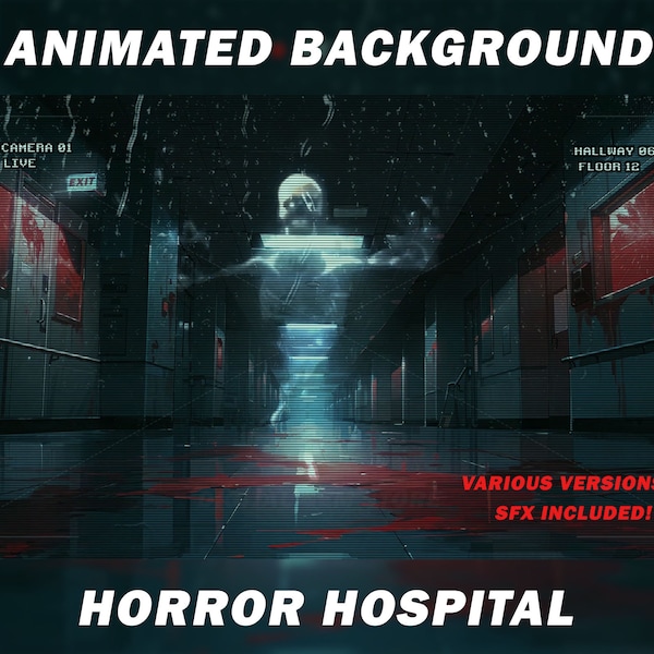 Fond animé Horror Vtuber pour Twitch, Horror Hospital, fond de flux, fond en boucle, fond vtuber en boucle
