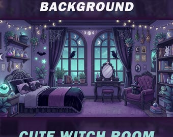 Fondo animado de Vtuber - Habitación de bruja - anime kawaii