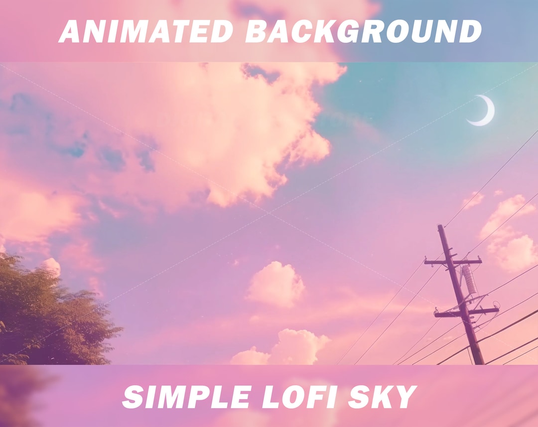 Vtuber Animated Background for Twitch, Simple Animated Lofi Sky, Pink