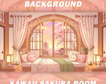 Animated Vtuber Background - Kawaii Pink Sakura Stream Background -  Cozy Stream Background for Twitch